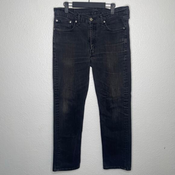 Levis Mens Jeans Size 36 Denim Faded Black Straight Leg Dark Wash Casual